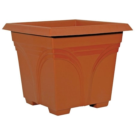 Southern Patio Deck Planter, 13.08 in H, 14.88 in W, 14.88 in D, Square, Plastic, Terracotta DP1510TC
