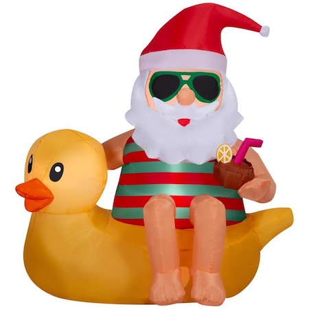 Gemmy Airblown LED Santa Sitting in Duck 5 ft. Inflatable 883949
