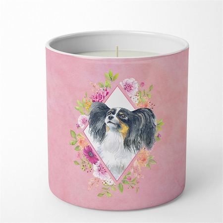 Carolines Treasures 10 oz Papillon Pink Flowers Decorative Soy Candle CK4165CDL