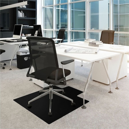Floortex Advantagemat Black Vinyl Lipped Chair Mat for Carpets - 45" x 53" FR114553LLBV