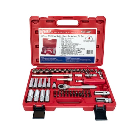 Genius Tools 59PC 3/8in Dr. Metric Hand Socket & Bit Set AC-359