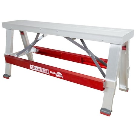 Metaltech Drywall Bench, 48 in OAW, 6-1/4 in OAH, 17-1/2 in OAD, 500 lb, Red, Aluminum Tabletop I-BMDWB18