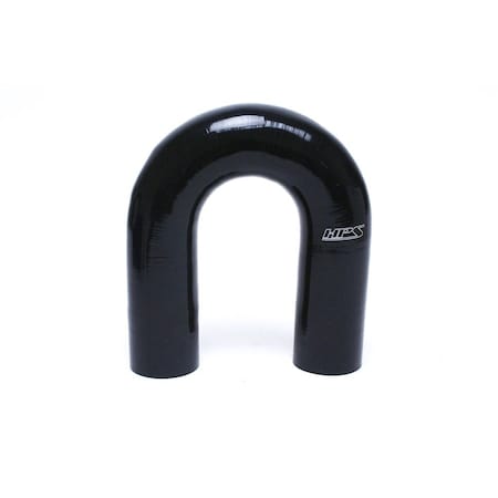 Hps Performance 2-3/4 in ID, 4-Ply High Temp Reinforced Silicone 180 Degree U Bend Elbow Coupler Hose, Black HTSEC180-275-BLK