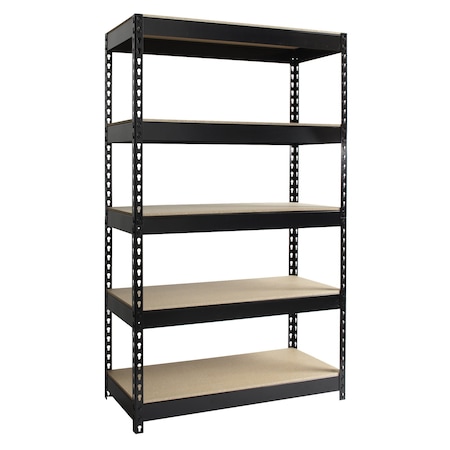Hirsh 3800 Riveted Steel Shelving 5-Shelf Unit, 16D x 36W x 60H, Black 17126
