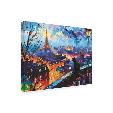 Trademark Fine Art Outdoor Canvas Art - Michael David Ward 'Midnight In Paris' Wall Art for Patios, or Gardens GRL01112-OC1419WR