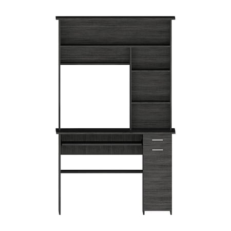 Homeroots 43" Gray Computer Desk With Hutch 403841