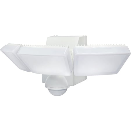 Iq America White 1200 Lm. LED Motion Sensing Battery Operated 3-Head Security Light Fixture LB-1912-WH