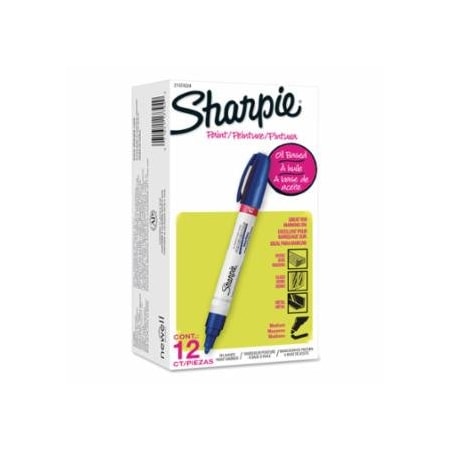 Sharpie Oil Based Paint Marker, Blue, Medium, Bullet, 12PK 652-2107624