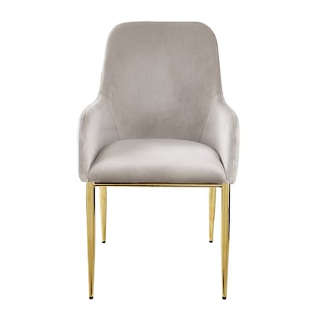 Homeroots Set of Two Gray and Gold Velvet And Wood and Metal Dining Side Chairs, 2PK 573311