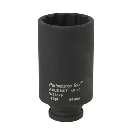 Performance Tool 34mm Axle Nut Socket, 12pt, CrMo, Heavy Duty W83179