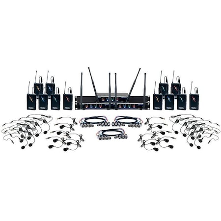Vocopro 12 Channel UHF Wireless Headset & Lapel Mic System with Mic-On-Chip Technology Digital-PLAY-12