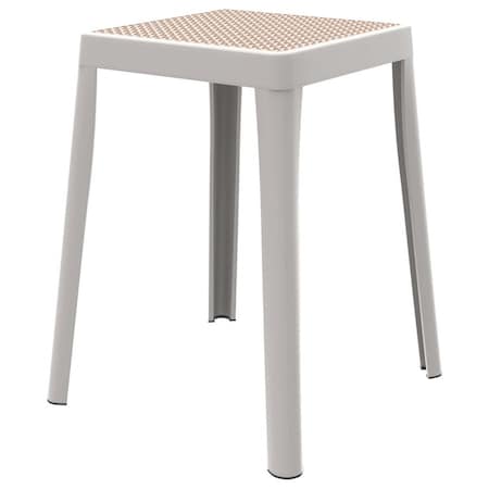 Leisuremod Tresse Stackable Plastic Square Dining Stool with Wicker Seat, White TS12W
