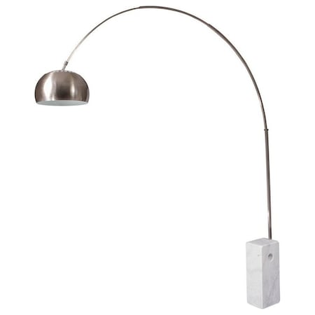 Leisuremod Arco Lamp with Marble Cube Base, White, White AL22W
