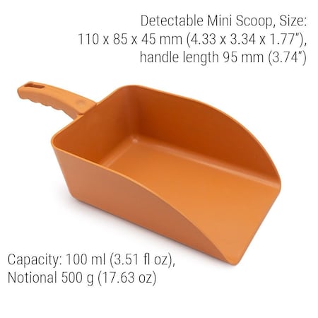 Detectamet Metal Detectable Square Scoop Mini (100ml/500g) Orange 514-S085-P08-Z03