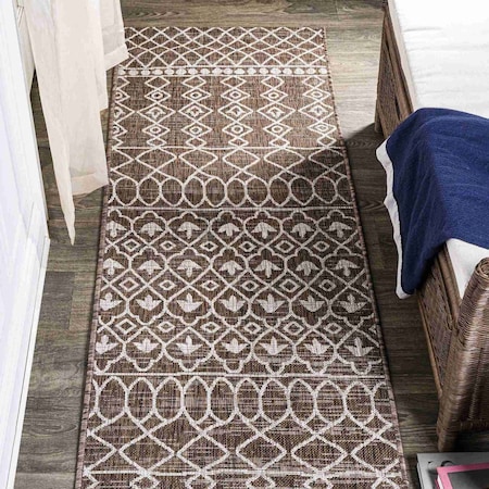 Jonathan Y Kafel Tribal Bohemian Brown/Beige 2 ft. x 8 ft. Indoor/Outdoor Runner Rug SMB130B-28