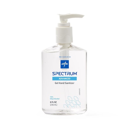 Medline Spectrum Advanced Gel Hand Sanitizer, 70% v/v Ethyl Alcohol, 8 oz. Bottle, 12/Case HH70G08H