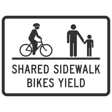 Lyle Shared Sidewalk Bikes Yield W/Sym, 24x18, Engineer Grade, White G-11923-EG_24x18