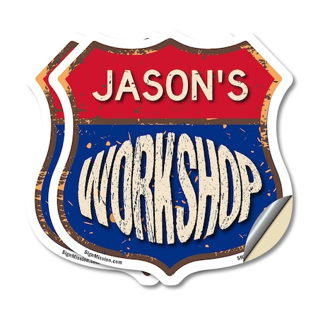 Signmission Jason's Workshop, 12 inch X 12 inch, Vinyl Decal, 2PK SHI-D-2PACK-12-489-JASON