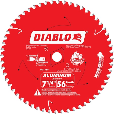 Diablo 7-1/4'' 56-Tooth Aluminum Circular Saw Blade Bulk D0756NA
