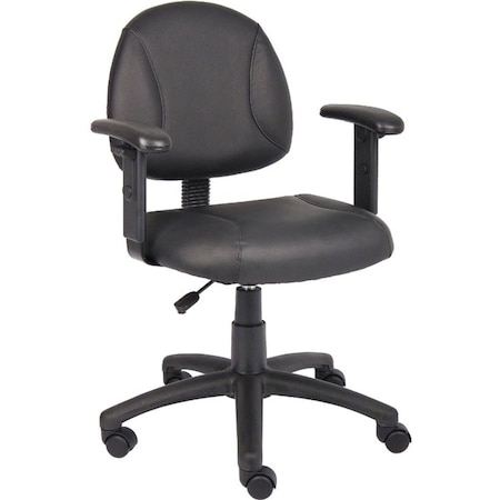 Boss Office Products Boss Office Chair with Arms - Leather - Mid Back - Black B306