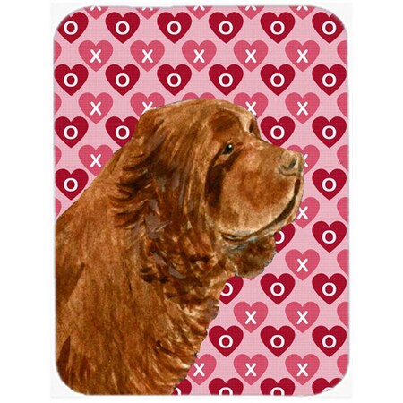 Carolines Treasures Sussex Spaniel Hearts Love and Valentines Day Glass Cutting Board- Large SS4510LCB