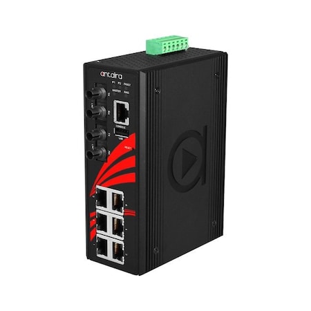 Antaira 8-Port Industrial Managed Ethernet Switch, w/6*10/100Tx Ports + 2*100Fx (ST LMX-0802-ST-S3