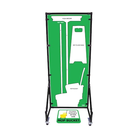 5S Supplies Housekeeping Shadow Board Broom Station V18, Green / White, Kit, No Text HSB-V18-GREEN/WHITE-KIT-NO TEXT