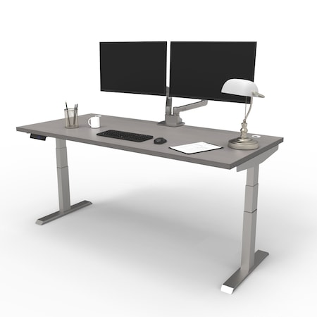 We'Re It Electric Sit Stand Desk, 46.25 H, 30 W X Laminate wood, metal, Brushed Silver, Sarum Twill VL23BS7230-8827