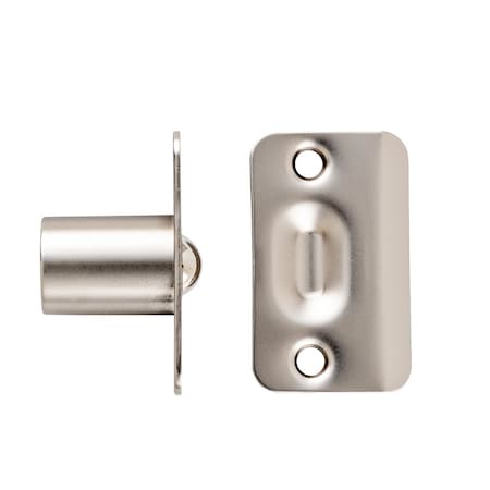 Geo Adjustable Ball Catch with Radius Corner Faceplate and Strike Satin Nickel Finish GBH-BCRC-SN