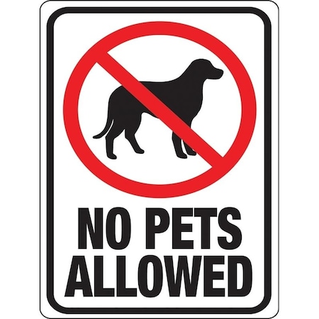 Hy-Ko Identification Sign, Rectangular, NO PETS ALLOWED, Black/Red Legend, White Background, Plastic 20616