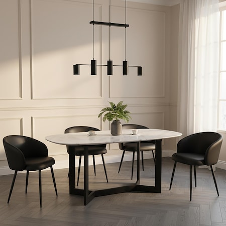 Manhattan Comfort Looma Metal Vegan Leather Side Chair in Black - Set of 2 DC1530-2