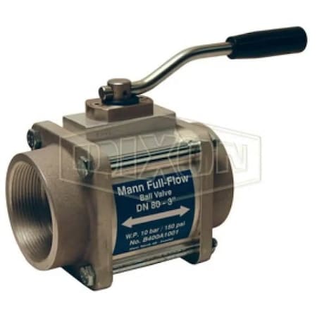Dixon Mann-Tek by 1-Way Ball Valve, 4 in Nominal, FNPT End Style, Aluminum Body, Full Port, FPM Softgoods 1WAYBV400
