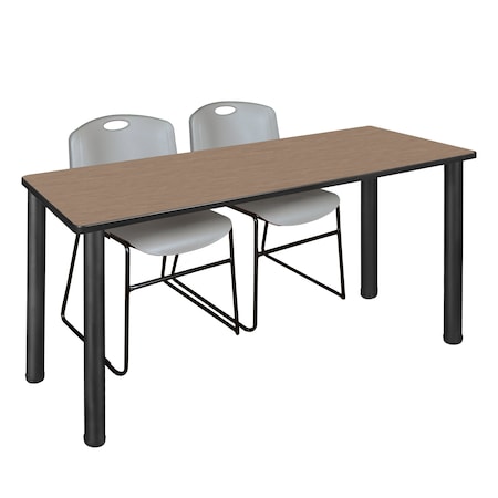 Regency Kee Training Table W/ 2 Zeng Chairs, 66 in W, 24 in L, Noble Oak MT6624NOBPBK44GY