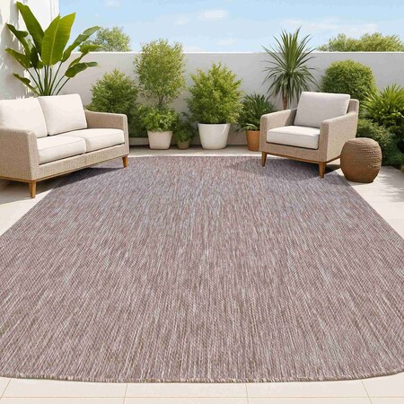 Jonathan Y Miles Modern Minimalist Radius Corner Solid Light Brown 9 ft. x 12 ft. Shaped Area Rug SHP100D-9
