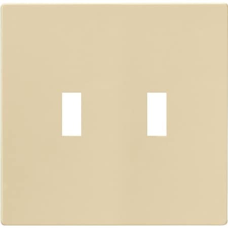Eaton Wiring Devices Wallplate, Mid-Size, 4-7/8 in L, 4.94 in W, 2-Gang, Polycarbonate, Ivory PJS2V