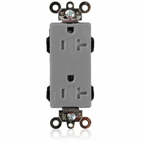 Leviton Straight Blade Receptacle, 5-20R, 20 A, 125V AC, Flush Mount, Self-Grounded MT163-GY