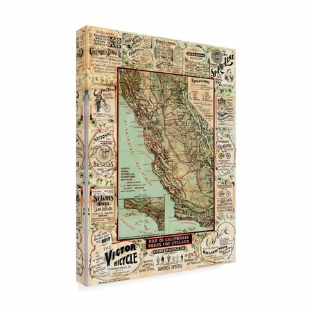 Trademark Fine Art Outdoor Canvas Art - Marcus Jules 'Map of California' Wall Art for Patios, or Gardens GRL02341-OC1419WR