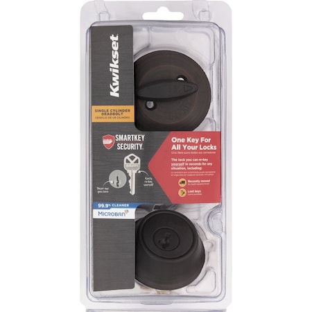 Kwikset 660 Single Cylinder Deadbolt with SmartKey Venetian Bronze 660 11P SMT CP K6 V2