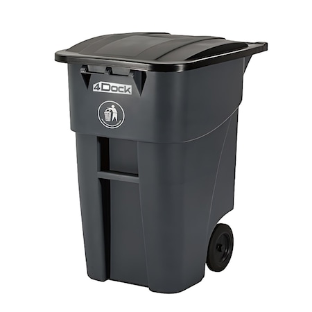 4Dock 52 gal Trash Can with Wheels, Black/Grey, Plastic, 22.8 in TC007