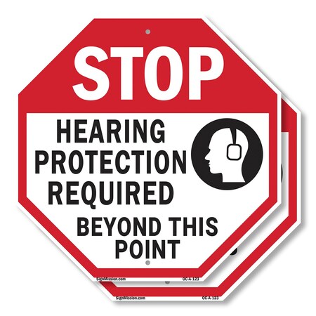 Signmission Stop Hearing Protection Required Be, 10 inch X 10 inch, Aluminum Metal Signs, 2PK OC-A-2PACK-10-123