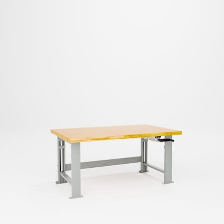 Pucel Hardwood Top Hydraulic Bench, 60 in W x 36 in D x 41 in H, Putty HBW-3660-M12