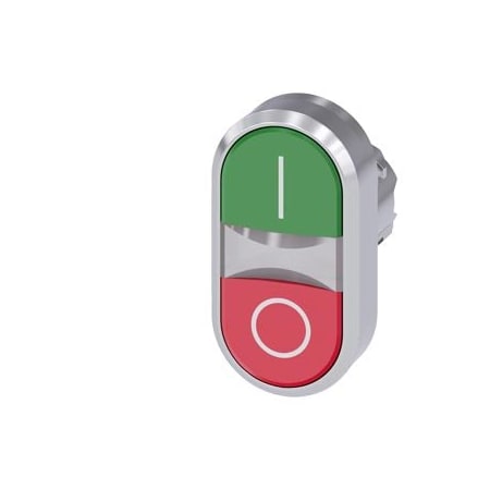 Siemens Illuminated twin pushbutton, 22 mm, round, metal, shiny, green: I 3SU1051-3AB42-0AK0