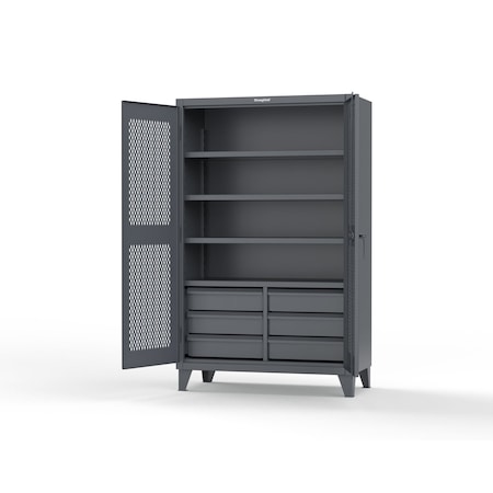 Strong Hold 14 GA Extra Heavy Duty Ventilated (Diamond) Cabinet with Half-Width Drawers 46-V-243-6/5DB-L