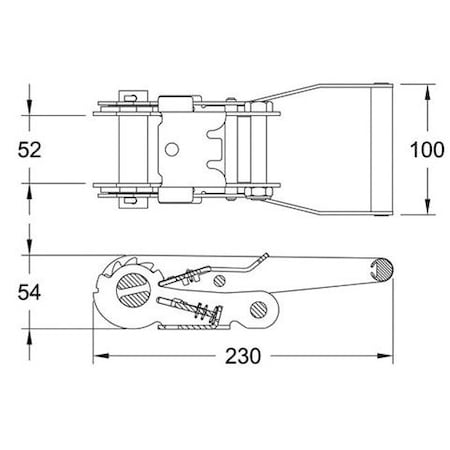 Doleco Ratchet Buckle 2" Long Wide Handle with Web Keeper, 3,666 lbs WLL 58200014