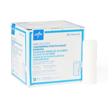Medline Sterile Conforming Gauze Bandage, 4in x 4.1 yd., 96PK PRM254198