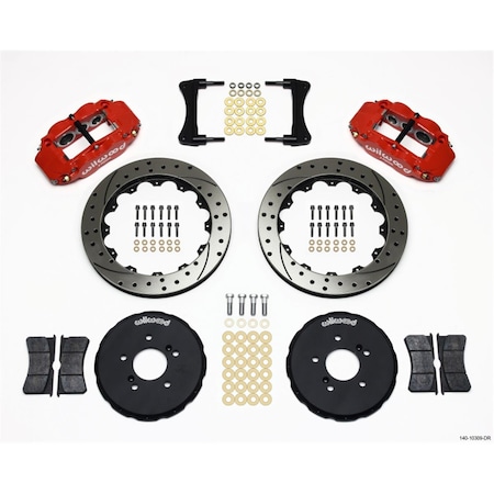 Wilwood 12.88 in. Narrow Superlite 6R Front Hat Kit with Drill Red Honda S2000 140-10309-DR