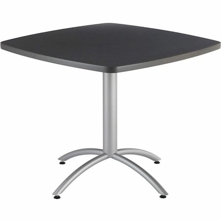 Iceberg CafeWorks Cafe/Breakroom Table, Graphite Top, Silver Frame, 36 in W x 36 in L x 29 in H 65618