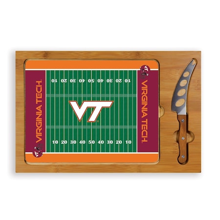 Picnic Time Family Of Brands NCAA Virginia Tech Hokies Football Field Icon Glass Top Cutting Board & Knife Set 910-00-505-604-0