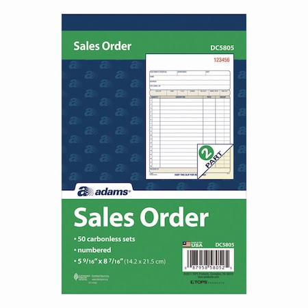 Adams Business Forms Multipart Sales Order Pad, Two-Part Carbonless, 5.56 x 7.94, 50 Forms/Pad, 10PK DC5805-10