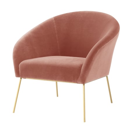 Homeroots 31" Blush And Gold Velvet Barrel Chair 534131